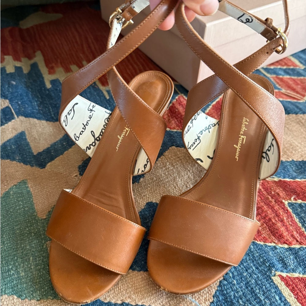 Salvatore Ferragamo Tan Leather Sandals